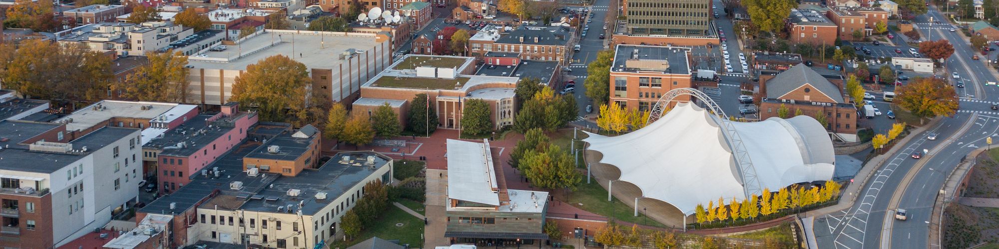 downtown Charlottesville arial view