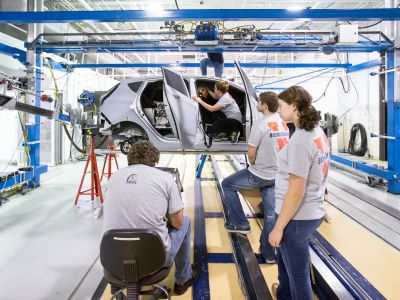 Car rollover testing by students